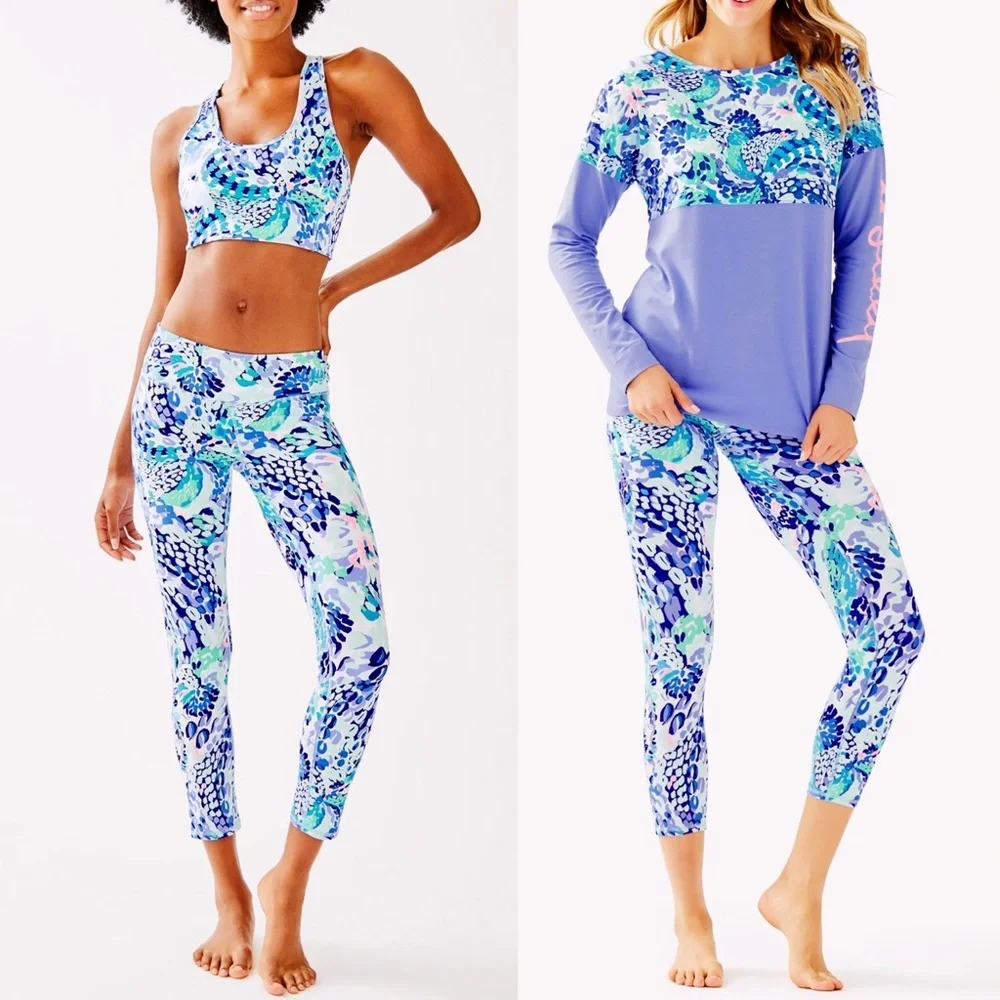 Lilly Pulitzer Blue Multi Coral Reef Print Leggings - Picture 1 of 11